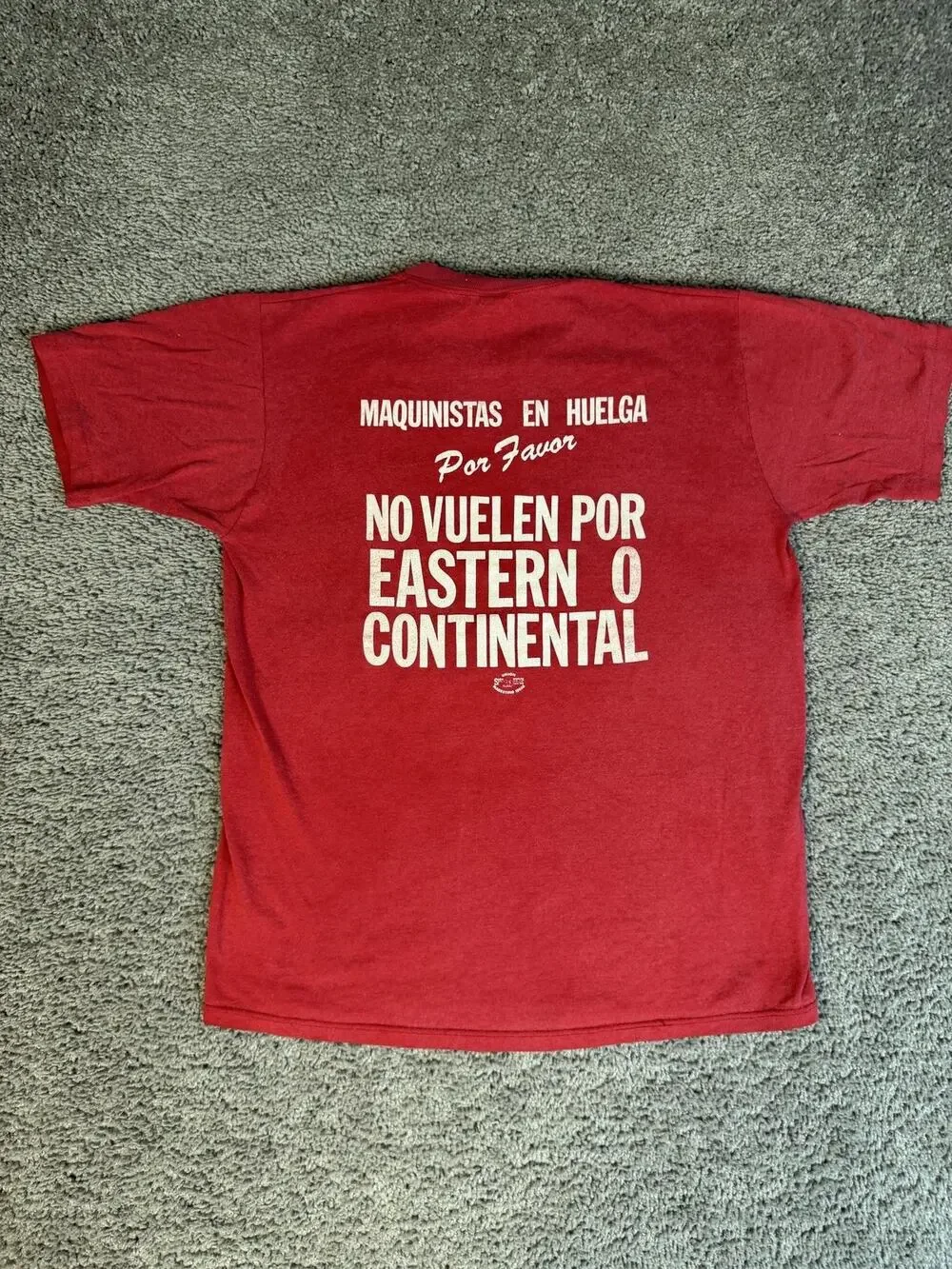 Vintage 80s Union Strike Shirt Mens L Machinists On Strike Dont Fly Airlines